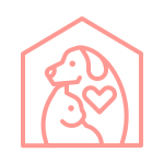 pink cuddling pet insurance line icon